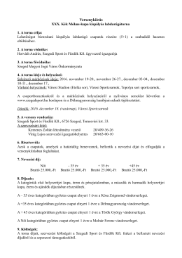 Versenykiírás - Szegedi Sport és fürdők