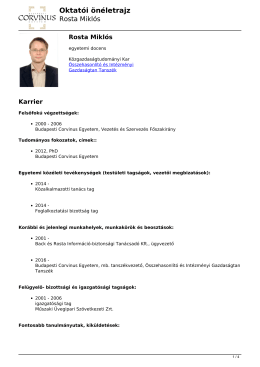 Oktatói önéletrajz - Budapesti Corvinus Egyetem