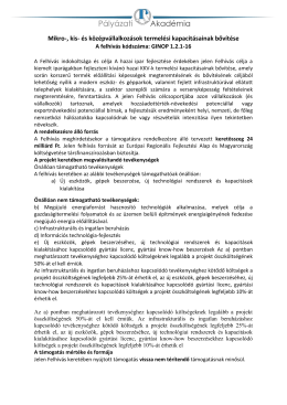 Mikro-, kis- &eacute;s k&ouml;z&eacute;pv&aacute;llalkoz&aacute;sok termel&eacute;si kapacit&aacute;sainak bőv&iacute;t&eacute;se