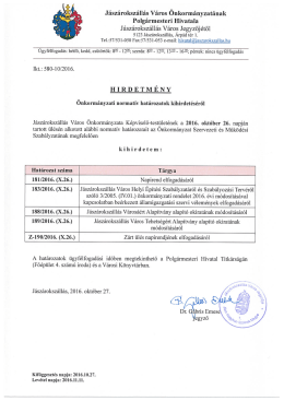 Page 1 Jászárokszállás Város Onkormányzatának Polgármesteri