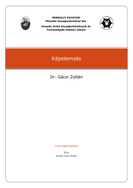 Képelemzés - Kerpely Antal Anyagtudományok és technológiák