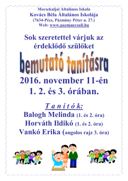Plakát - Mecsekaljai Általános Iskola