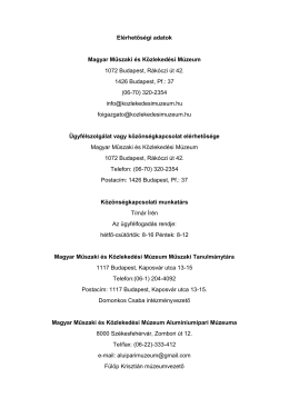Elérhetőségek - Magyar Műszaki és Közlekedési Múzeum