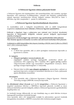 Sport&ouml;szt&ouml;nd&iacute;j - Debreceni Egyetem