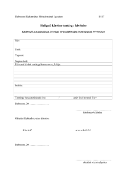 40 kredit feletti beszámítás - Debreceni Református Hittudományi