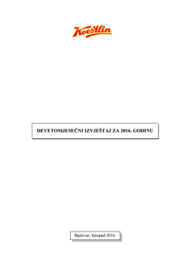 Treći kvartal 3Q., nerevidirano, nekonsolidirano, 2016. godina PDF