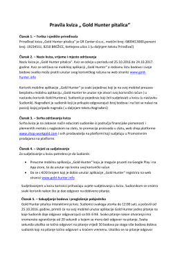 Pravila kviza &bdquo; Gold Hunter pitalica&ldquo;