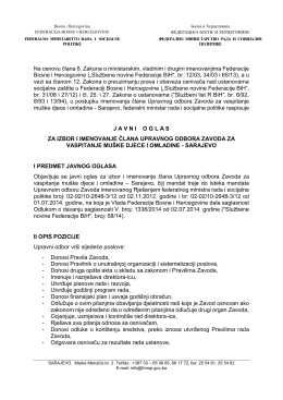 javni poziv za izbor i imenovanje člana upravnog odbora zavoda za