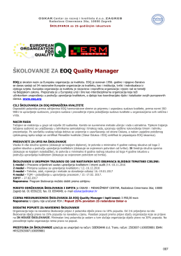 ŠKOLOVANJE ZA EOQ Quality Manager