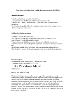 Detaljinije informacije o nagrađenim studentskim projektima