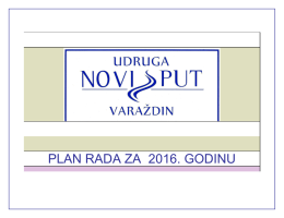 PLAN RADA ZA 2016. - Udruga „Novi put“