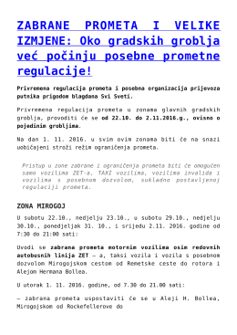 ZABRANE PROMETA I VELIKE IZMJENE: Oko gradskih