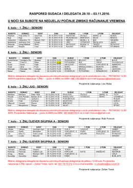 raspored sudaca i delegata 29.10 – 03.11.2016. u noći sa subote na