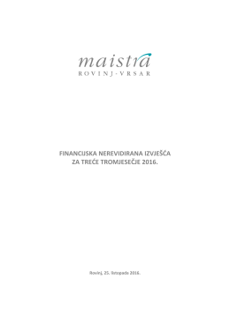 Treći kvartal 3Q., nerevidirano, nekonsolidirano, 2016. godina PDF