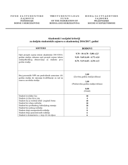 Akademski i socijalni kriteriji za dodjelu studentskih zajmova u