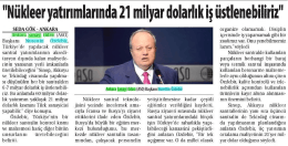 "Nükleer yatırımlarında 21 milyar dolarlık iş üstlenebiliriz"