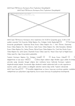 6643 Sayılı TEB Kanunu Komisyonu İkinci Toplantısını