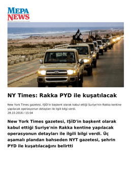 NY Times: Rakka PYD ile kuşatılacak