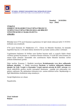 İstanbul, 24/10/2016 Sayı: 29642 T&Uuml;RKİYE SERBEST