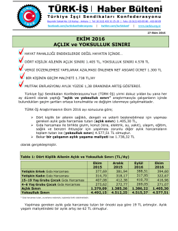TÜRK-İŞ Açlık ve Yoksulluk Sınırı