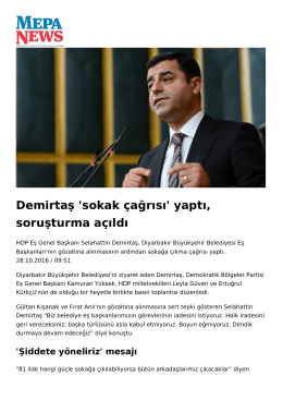 Demirtaş `sokak çağrısı` yaptı, soruşturma açıldı