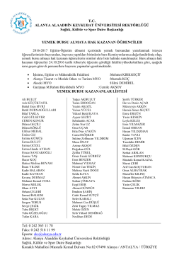 Yemek Bursu Hakkında Duyuru - Alanya Alaaddin Keykubat