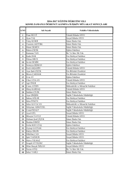 2016-2017 eğitim &ouml;ğretim yılı kısmı zamanlı &ouml;ğrenci alımına ilişkin