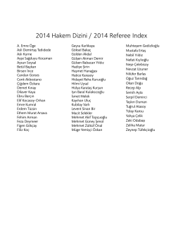 2014 Hakem Dizini / 2014 Referee Index