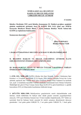 T.C İZMİR KARŞIYAKA BELEDİYESİ KASIM AYI MECLİS