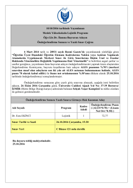 10/10/2016 tarihinde Yayımlanan Meslek Yüksekokulu Lojistik