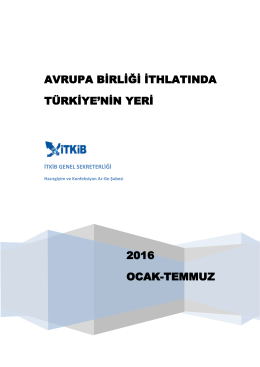 AB İthalatında T&uuml;rkiye`nin Yeri Ocak-Temmuz 2016