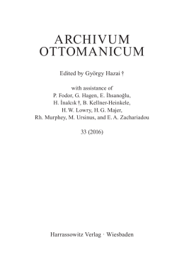 Archivum Ottomanicum 33 (2016)