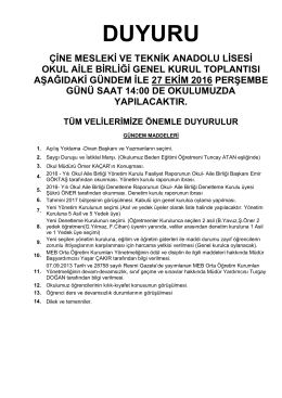 Okul Aile Birliği Genel Kurul Toplantısı