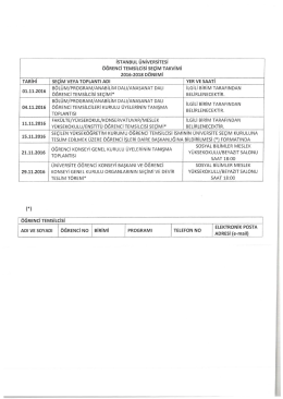 2016-2018 Dönemi Seçim Takvimi - İstanbul Üniversitesi Ulaştırma