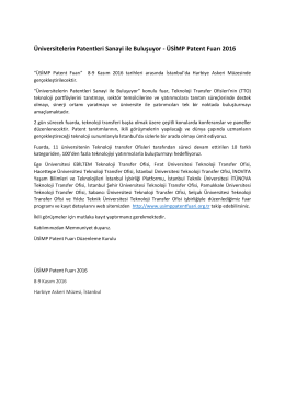 &Uuml;SİMP Patent Fuarı 2016 - Hacettepe &Uuml;niversitesi
