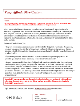 Vergi Affında S&uuml;re Uzatımı
