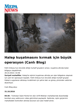 Halep kuşatmasını kırmak için büyük operasyon (Canlı