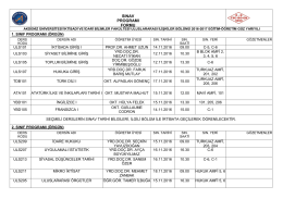 2016-2017 Eğitim-Öğretim Yılı Güz Dönemi Ara Sınav Programı