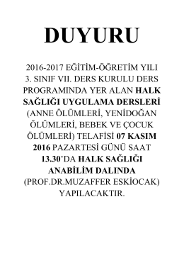 2016-2017 eğitim-&ouml;ğretim yılı 3. sınıf vıı. ders kurulu ders