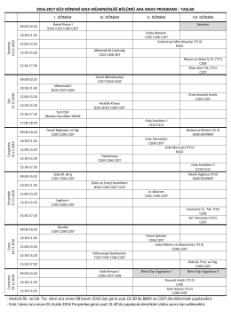 2016-2017 GÜZ DÖNEMİ GIDA MÜHENDİSLİĞİ BÖLÜMÜ ARA
