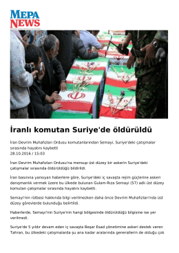 İranlı komutan Suriye`de &ouml;ld&uuml;r&uuml;ld&uuml;