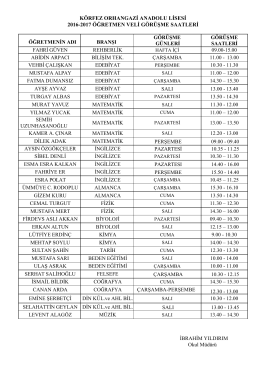2016-2017 &ouml;ğretmen veli g&ouml;r&uuml;şme saatleri