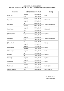 ÖZEL KENT ANADOLU LİSESİ 2016-2017 EĞİTİM