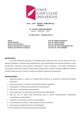 2016 &ndash; 2017 EĞİTİM - &Ouml;ĞRETİM YILI D&Ouml;NEM I IV. KURUL DERS