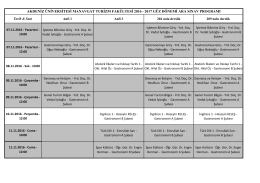 2016-2017 Güz Dönemi Ara Sınav Programı