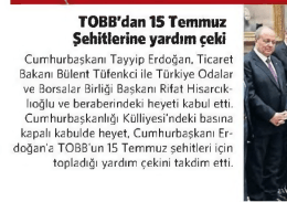 TOBB`dan 15 Temmuz Şehitlerine yardım çeki