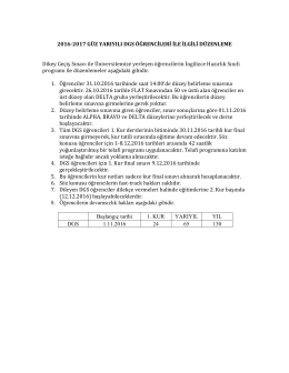2016-2017 GÜZ YARIYILI DGS ÖĞRENCİLERİ İLE İLGİLİ