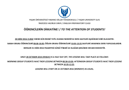 28 Ekim 2016 Cuma G&uuml;n&uuml; ile İlgili Duyuru