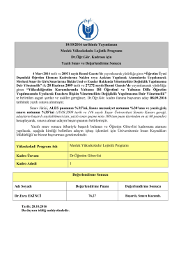 10/10/2016 tarihinde Yayımlanan Meslek Y&uuml;ksekokulu Lojistik