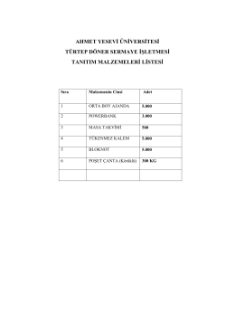 3-) Tanıtım Malzemeleri Listesi